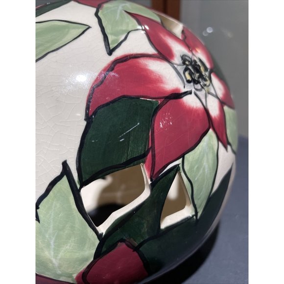 Blue Sky Clayworks Poinsettias Gazing Tea Light Ball by Heather Goldminc 2000 - Picture 7 of 9